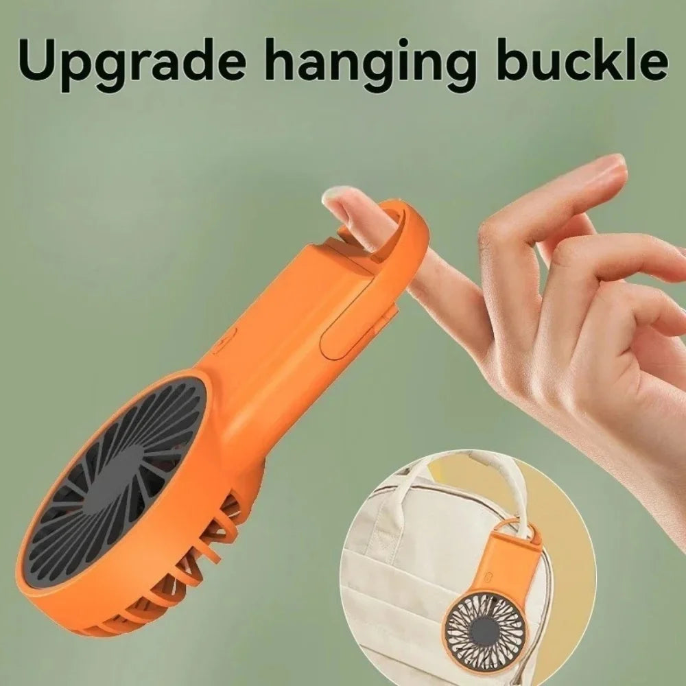 New Handheld Desktop USB Rechargeable Mini Fan Cartoon Design USB Rechargeable with Hook for Mountaineering Outdoor Home Office Qme