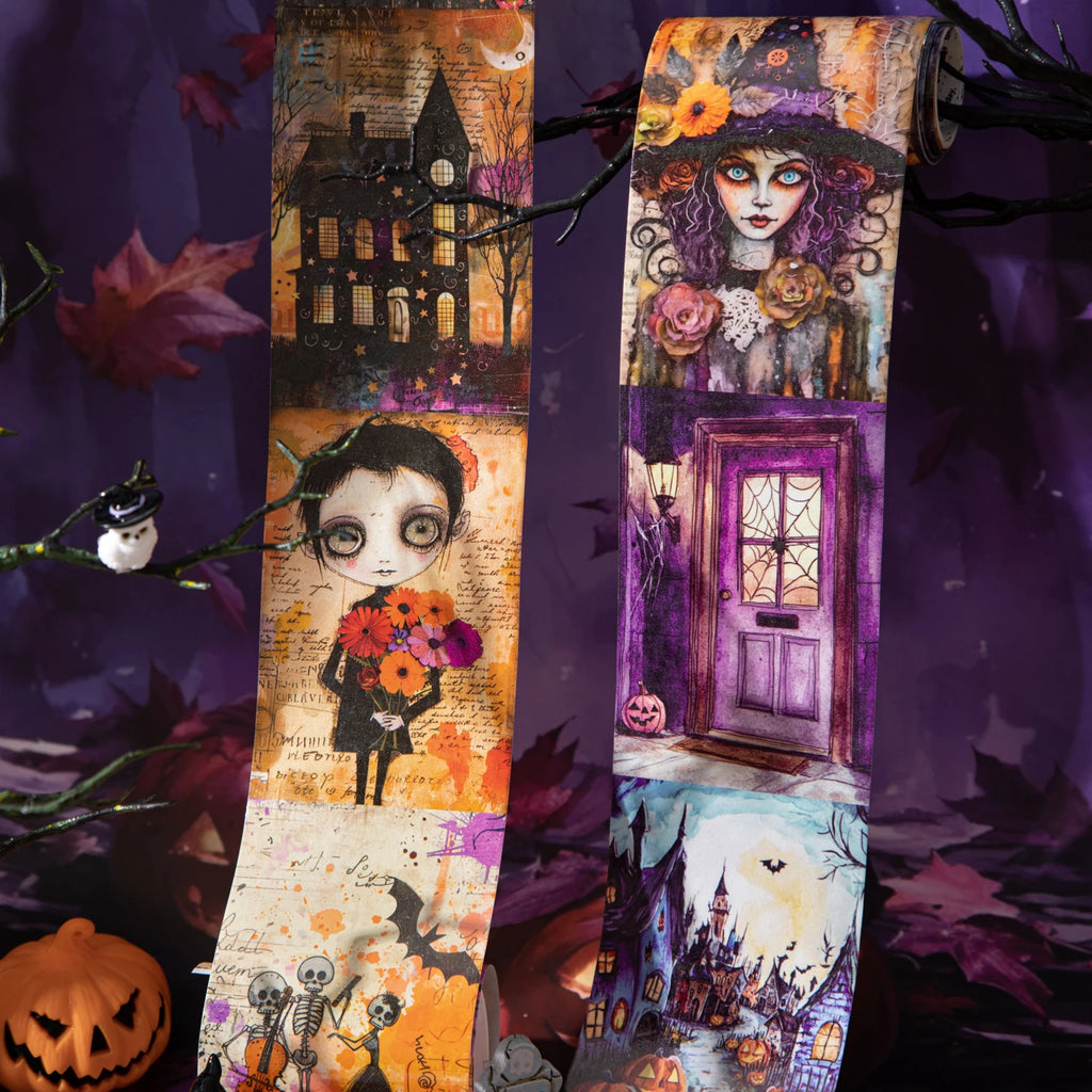 1Roll Halloween Gothic Dark Magic Washi Tape for Scrapbooking DIY, Collage Supplies, Phone Case Notebook Decoration Qme
