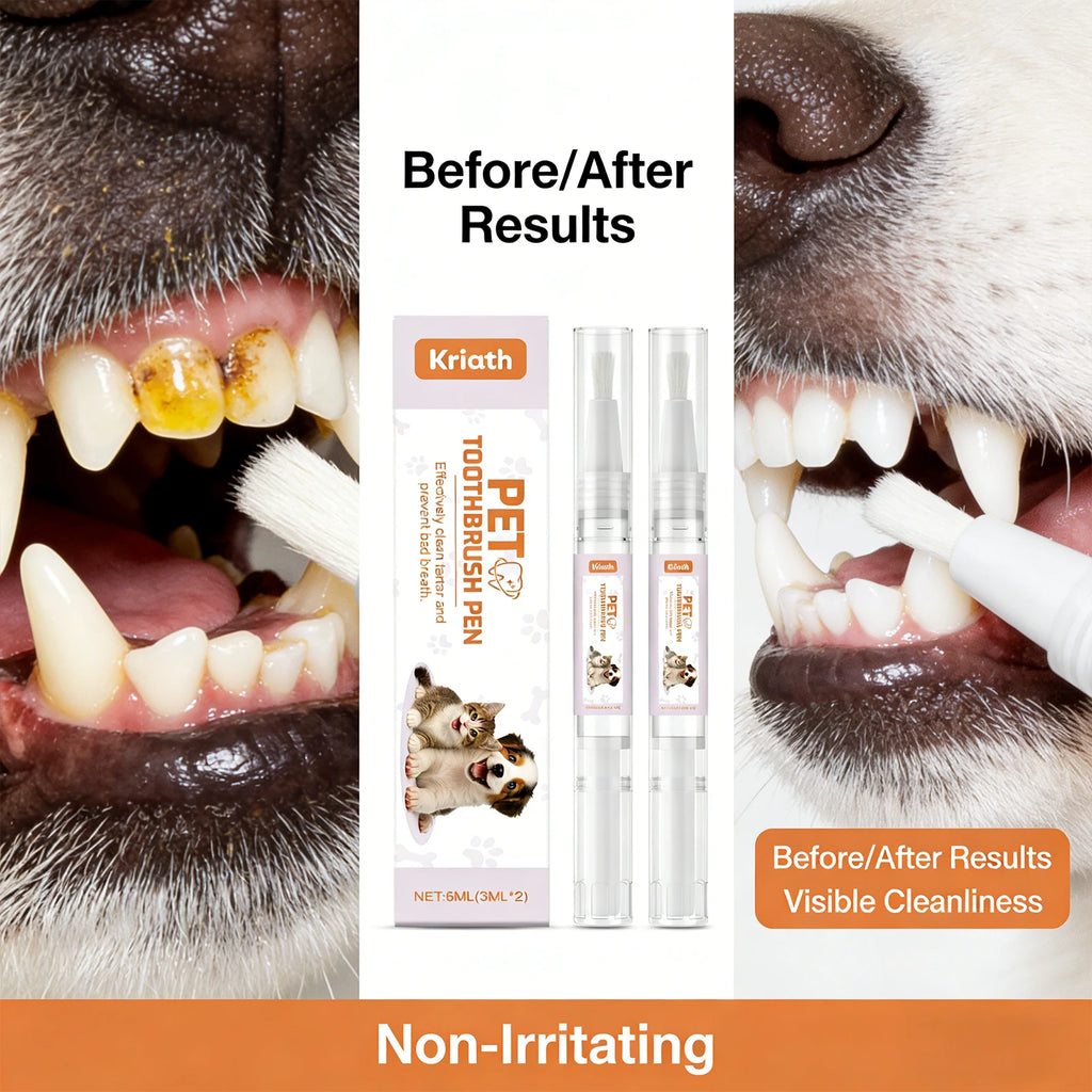 Pet Toothbrush Pen Thoroughly Cleaning Pet's Mouth Reduce Dental Plaque Accumulation Eliminate Oral Odors Pet Teeth Cleaning Pen Qme