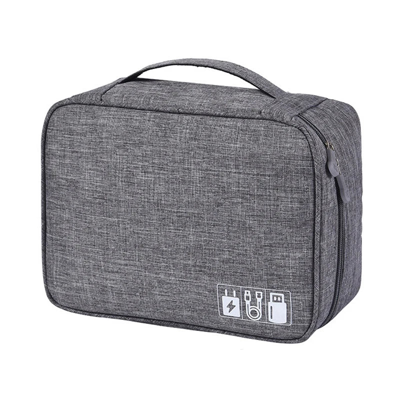 Cable Storage Bag Waterproof Digital Electronic Organizer Portable USB Data Line Charger Plug Storage Bag Travel Cable Organizer Qme Gray 2Layer(28x9x21cm)
