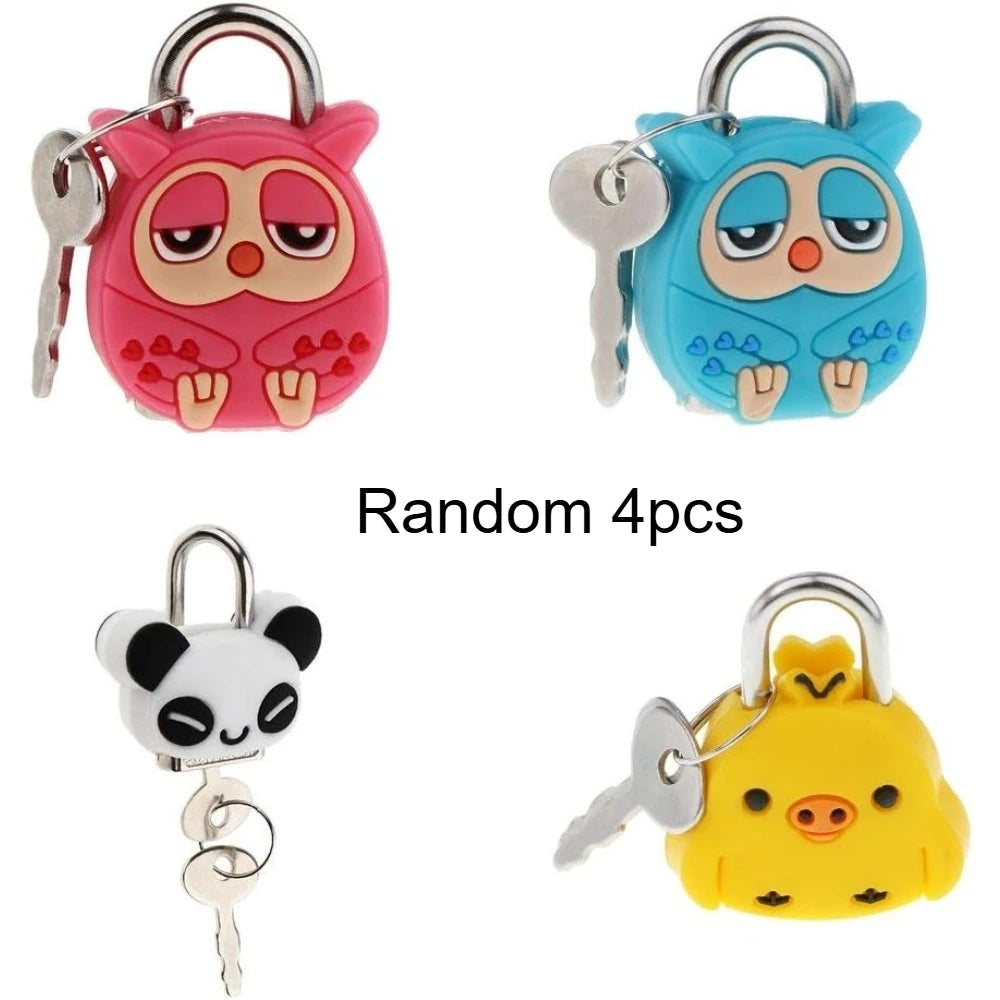 3/4pcs Mini Padlock Safety Lock With Key, Cute Cartoon Doll, Animal Padlock, Children's Gift Qme Random 4pcs