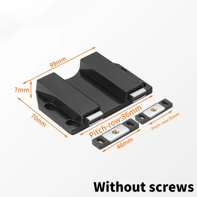 Magnetic Push To Open Latches Pressing Door Panel Drawer Clothes Cabinet Doors Bouncer Handle Free Strong Magnetic Door Closer Qme Double Door-Black
