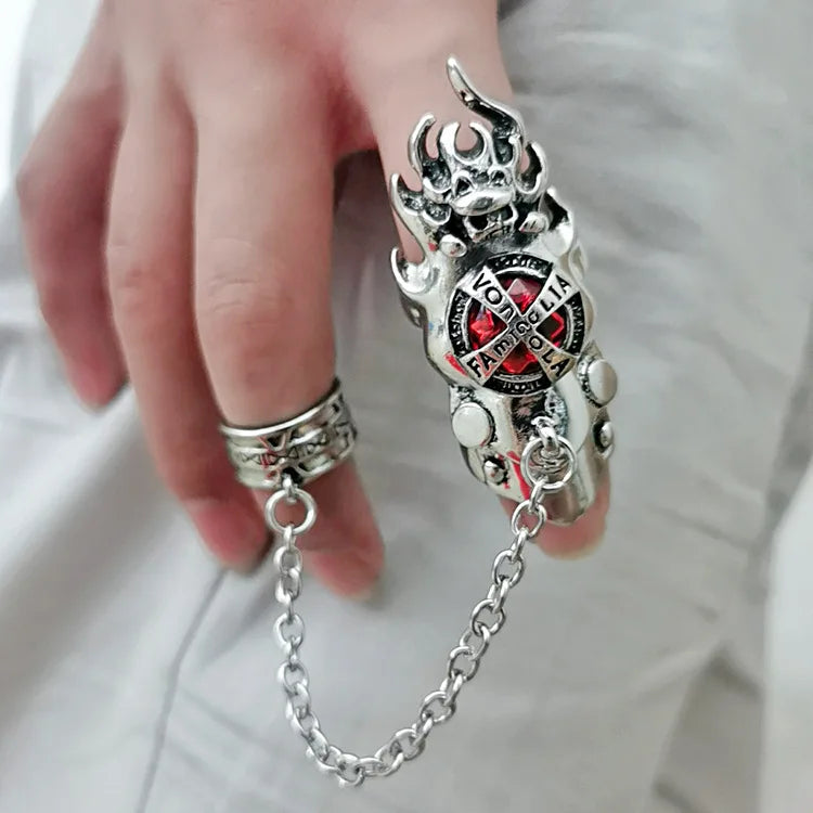 Fashion Japan Anime Hitman Reborn Joint Ring Gemstone Revolving Rings Cosplay Props Figure Toys Punk Gothic Fans Party Gifts Qme Red