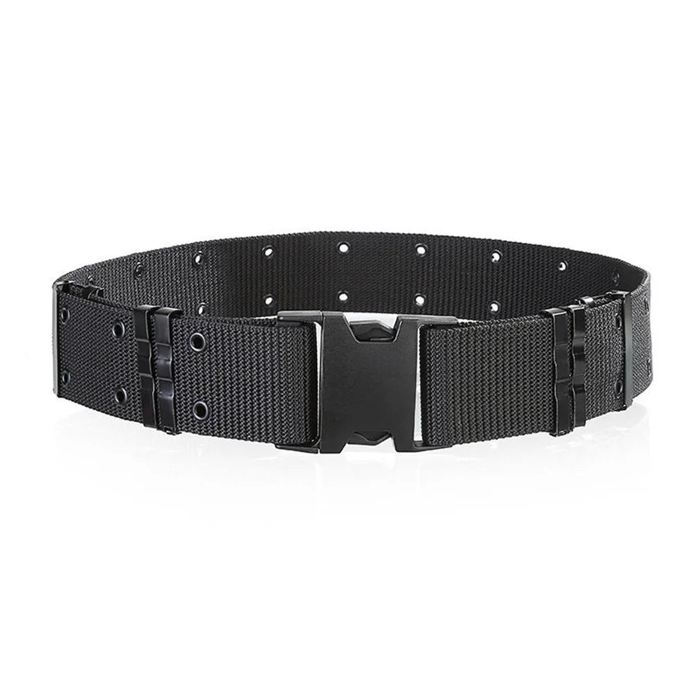 Wide Army Belt Tactical Military Nylon Waist Belts Quick Release Hunting Training Strong Metal BuckleOutdoor Sports Waistband Qme Black