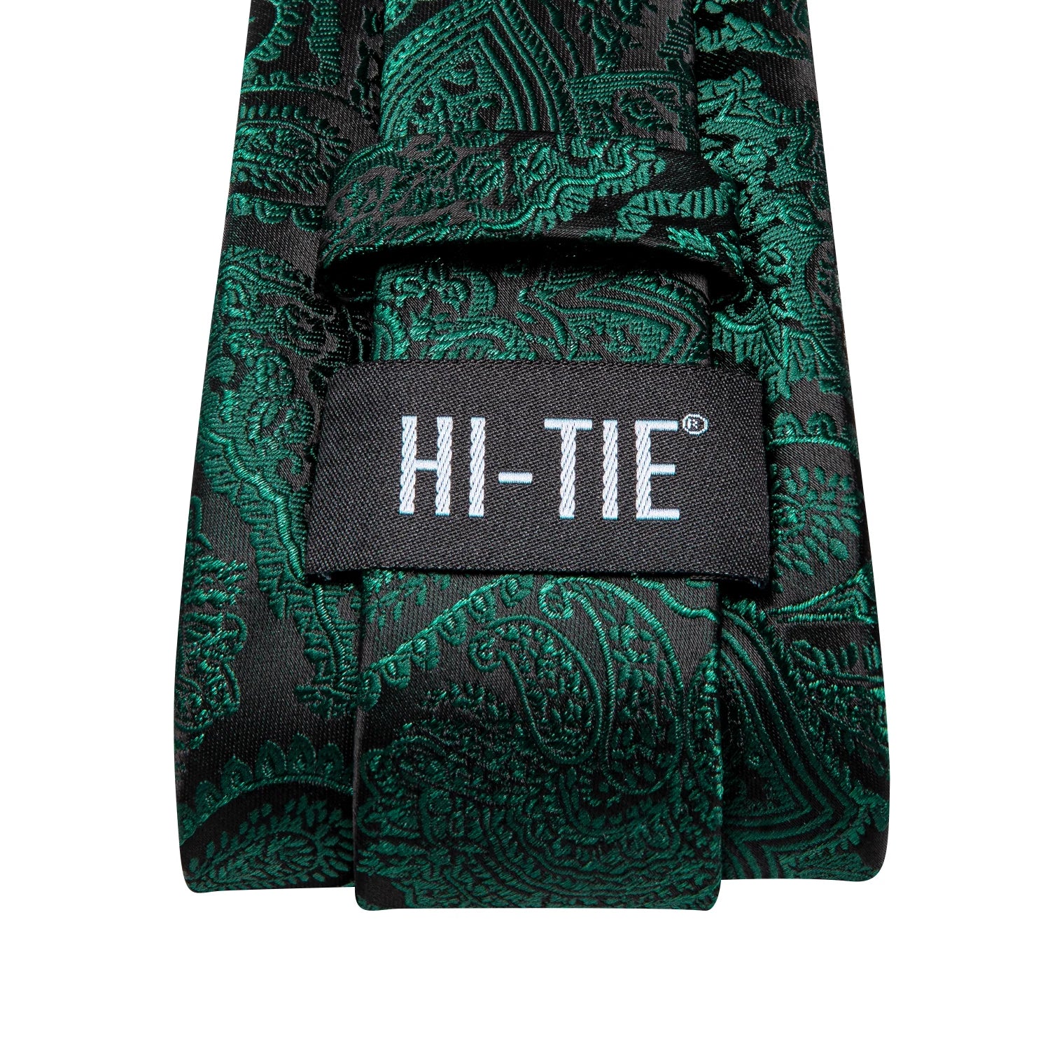 Hi-tie Paisley Dark Green Black Mens Elegant Necktie Handkerchief Qme