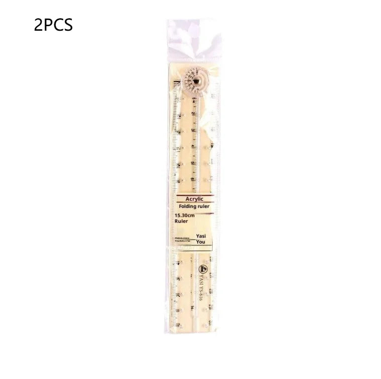 1 2 Acrylic Transparent Folding Ruler Simple Drawing Measuring Rulers Qme 2Pcs