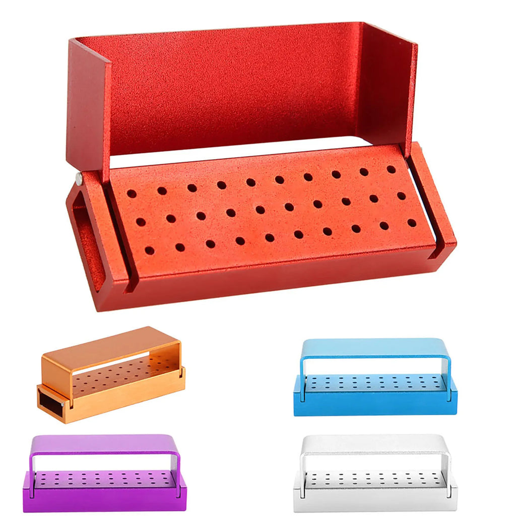 30 Holes Aluminium Disinfection Box Case Dental Bur Burs Block Holder Autoclavable Dentist Tool Burs Block Holder Dentist Tool Qme