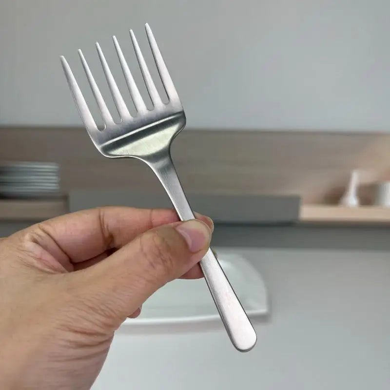 Creative Korean Single Handle Six-tooth Stainless Steel Dessert Fork Fruit Fork Portable 304 Stainless Steel Cake Fork Qme 1pcs