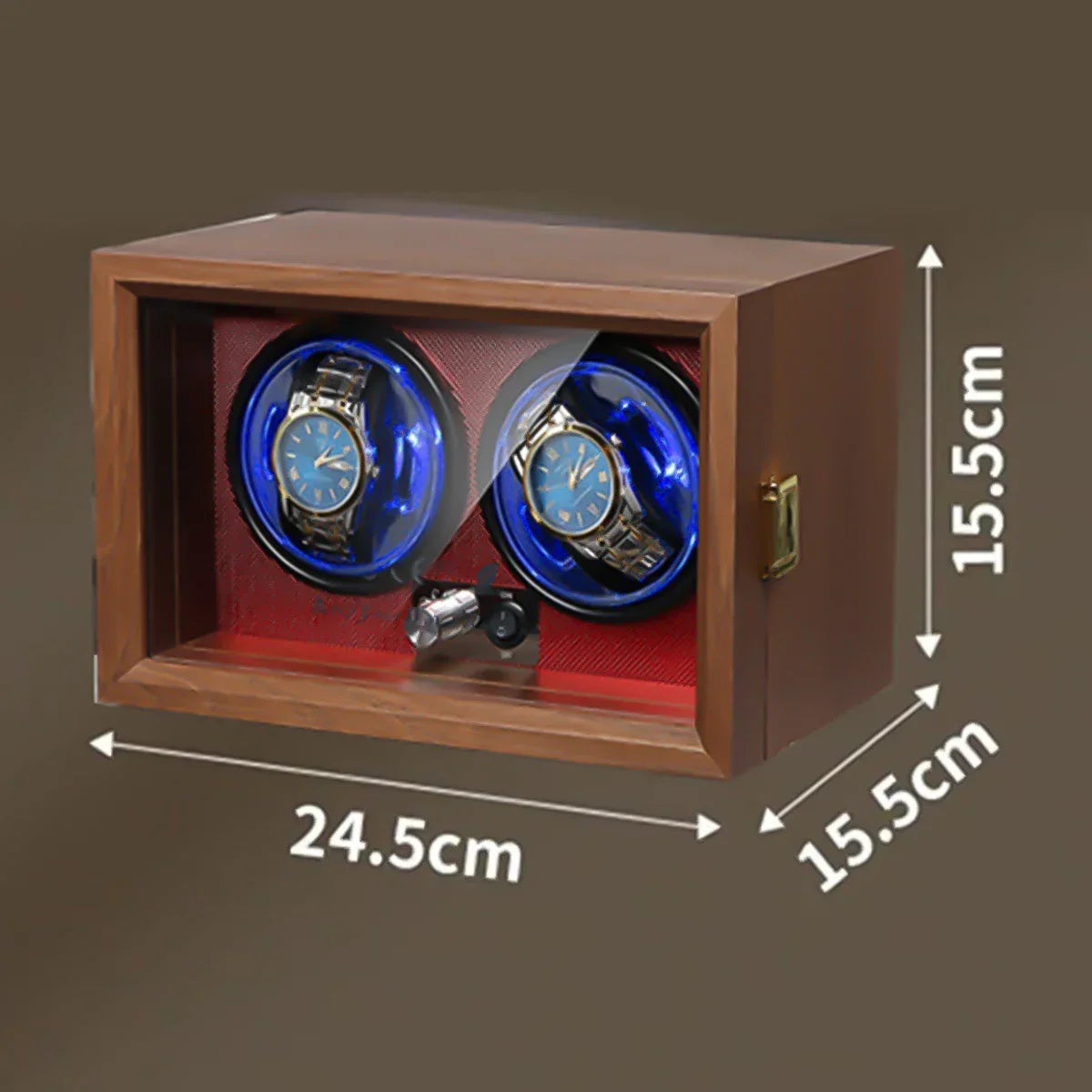 2 4 Slots Wood Watch Winder High-End Automatic Watche Box Mute Motor Watch Cabinet Clock Storage LED Jewelry Store DisplayBox Qme