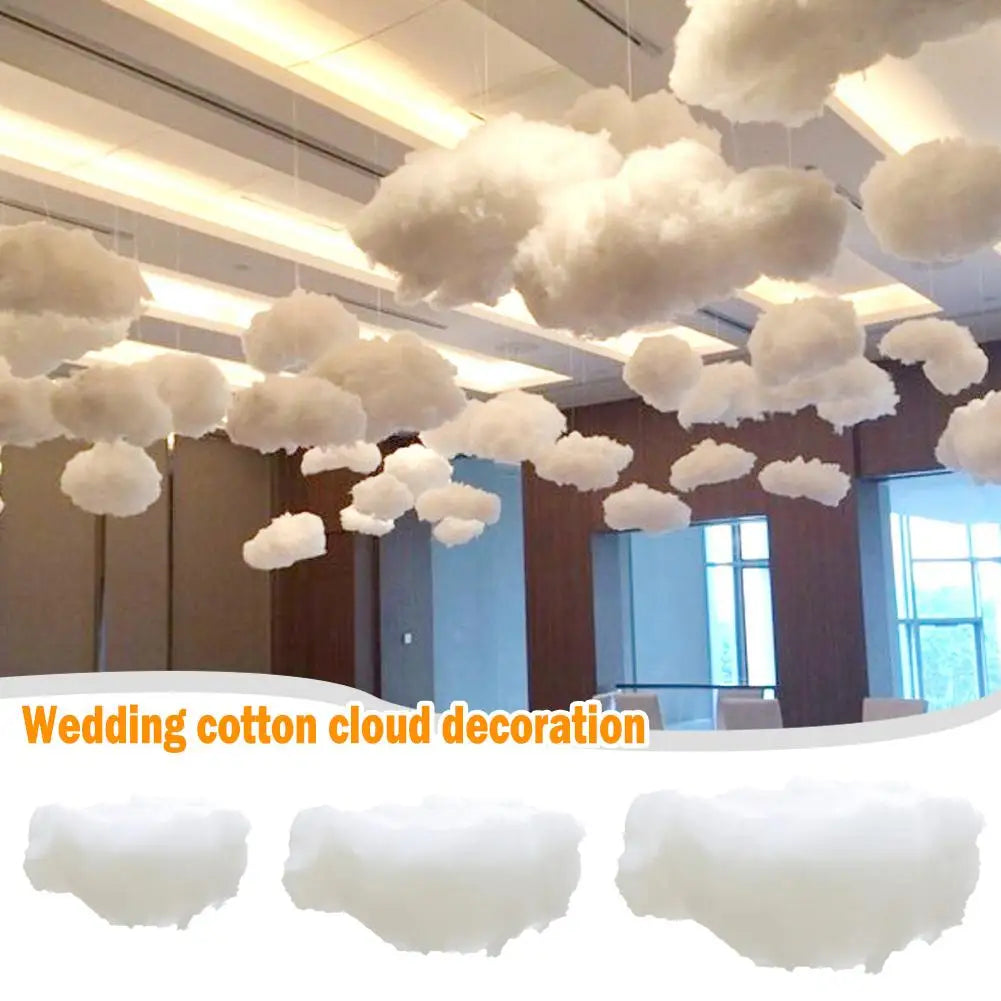 Artificial White Cotton Cloud Wedding Background Decor Props Backdrop T Stage DIY Birthday Party Wedding Hanging Ornament Qme