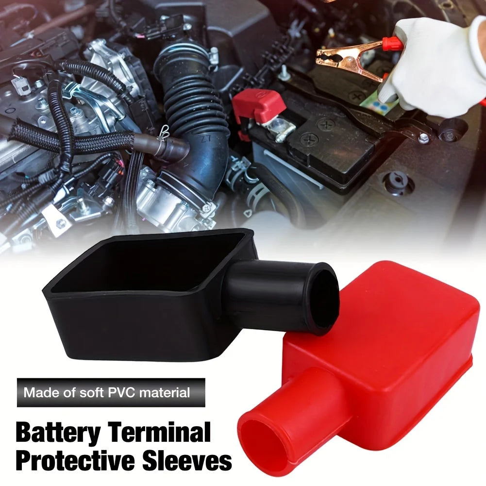1pair Auto Battery Negative Positive Terminal Covers Cap Boot Isograde Protector Overhanging Batteries Accessories Qme