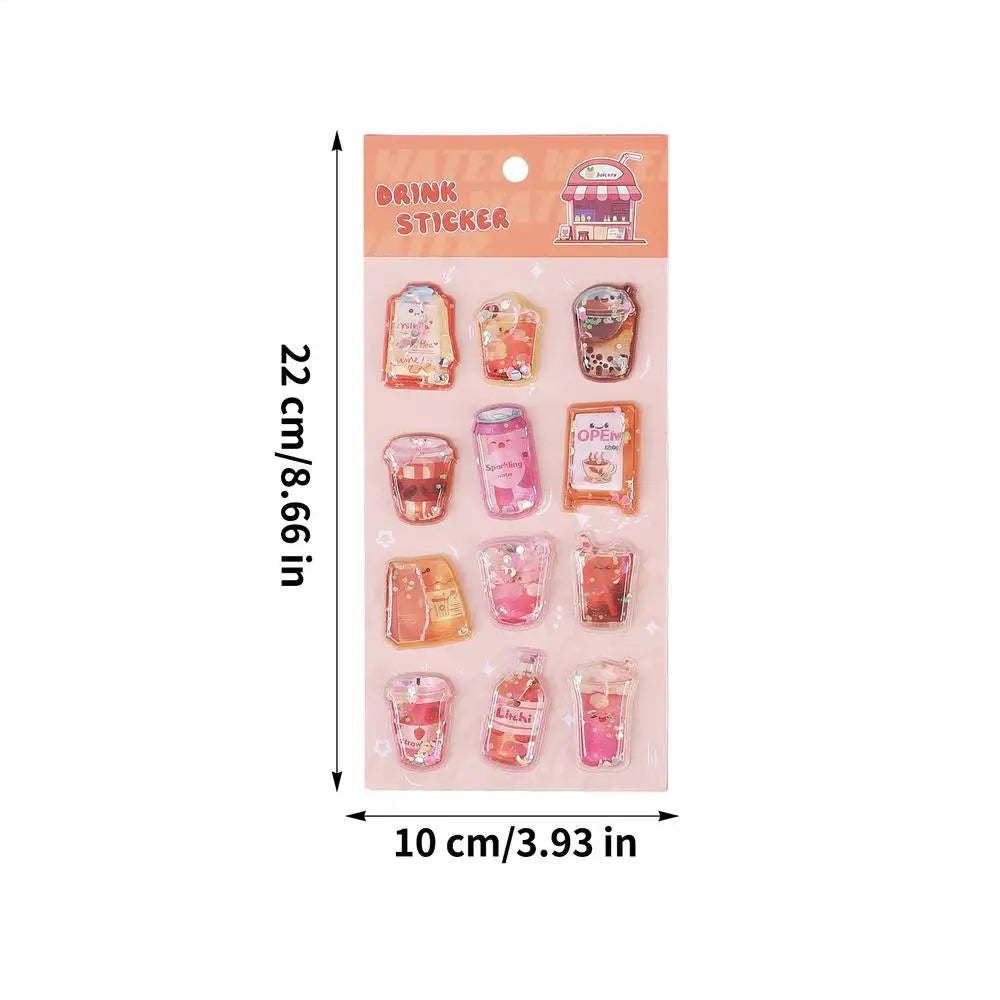 3D Stickers Embossed Adorable Assorted Decals Mini Hamburger Cartoon 3D Stickers for Boys Girls Children Teens Students Laptop Qme 03