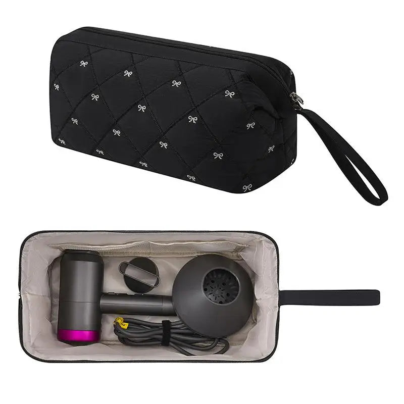 Waterproof Zipper Cosmetic Bags Women Hair Dryer Storage Bag Travel Qme Black