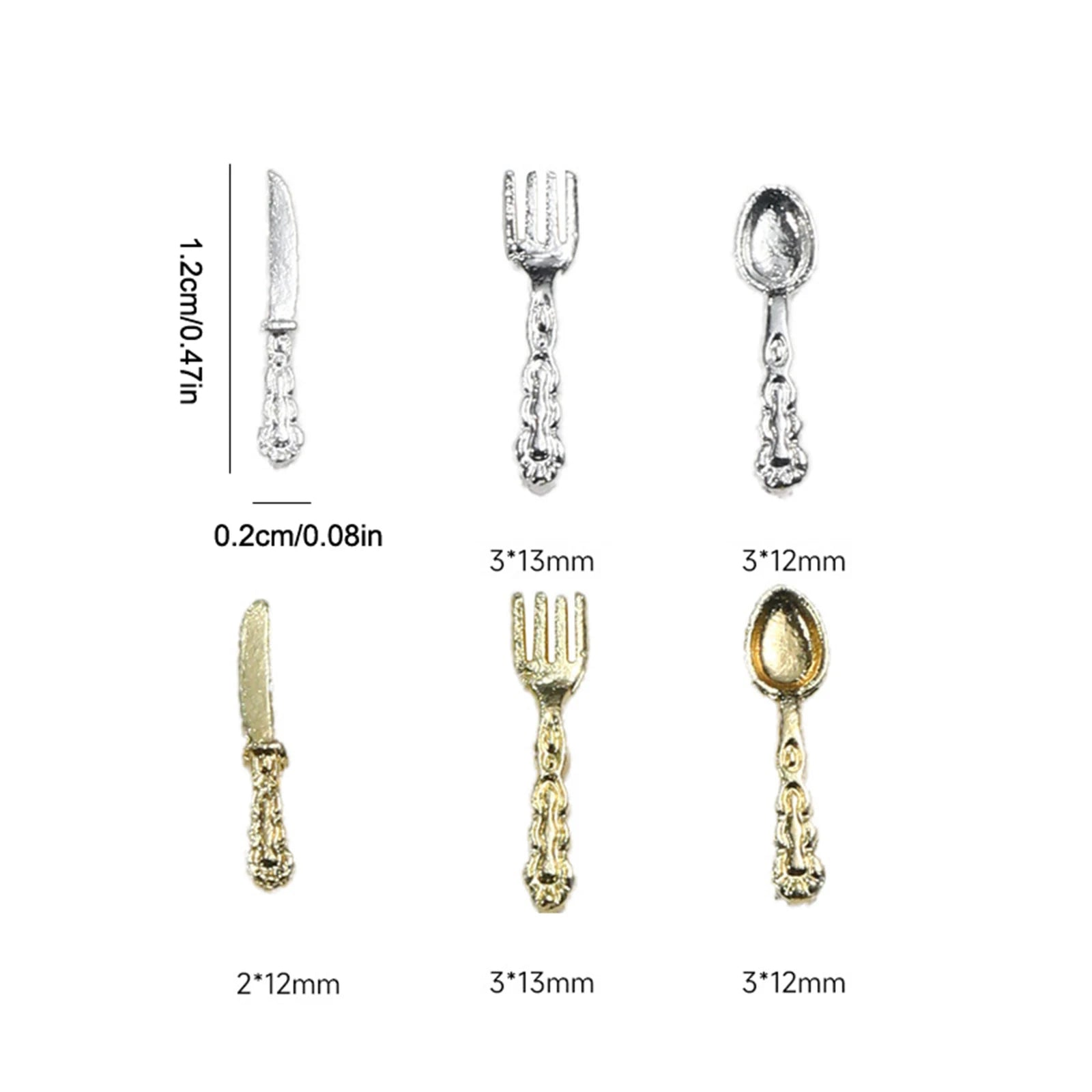 Mini Cute Tableware Nail Charm Metal Cartoon Nails Decoration Art DIY Qme