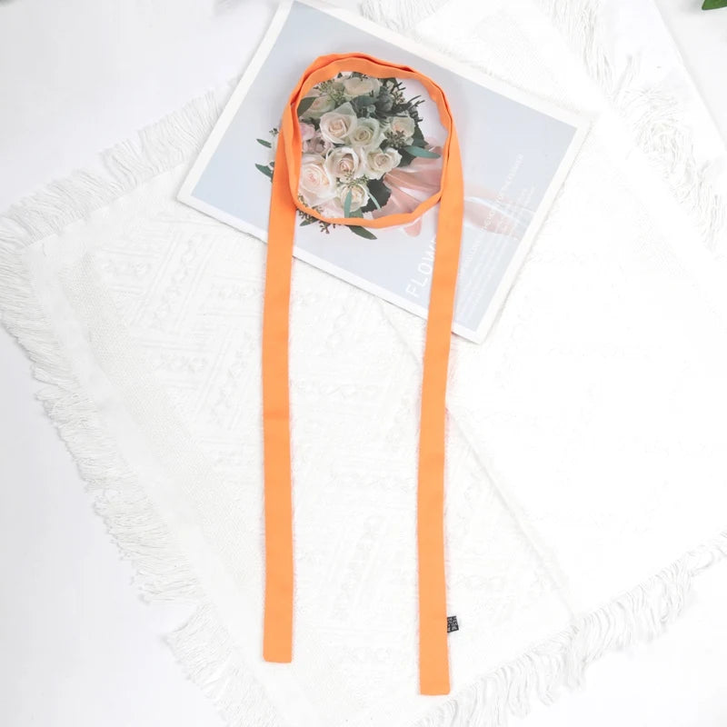 160cm X 2.5cm Long Skinny Brand Bag Scarf for Women Head Handle Silk Scarves Wraps Satin Neck Tie Ribbons Headbands Neckerchief Qme Orange 2.5 -160cm