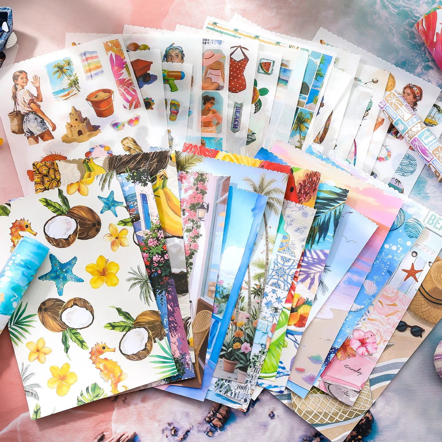 20/50 Pcs Large Size Beach Series Die Cut Stickers for Scrapbook Diary Japanese Stationery Supplies Handmade Decorative Qme