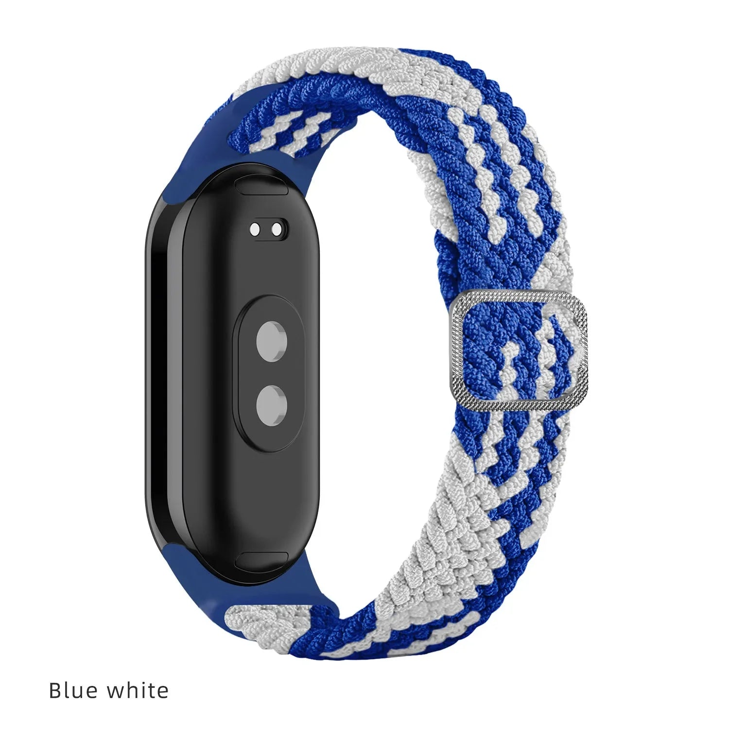 Elastic Nylon Adjustable Watchband for Xiaomi Mi Band 8 / NFC Replacement Bracelet Men Women Sport Strap Qme Blue White