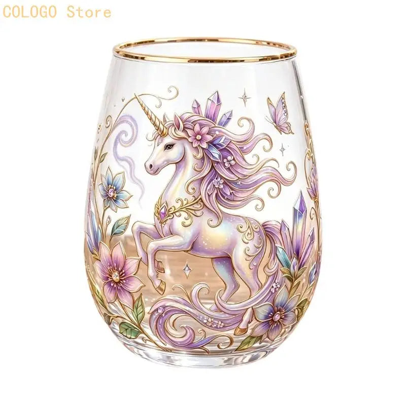 Rounded Clear Glass Cup Meal Service Stemless Beverage Juice Water Qme unicorn1 CN