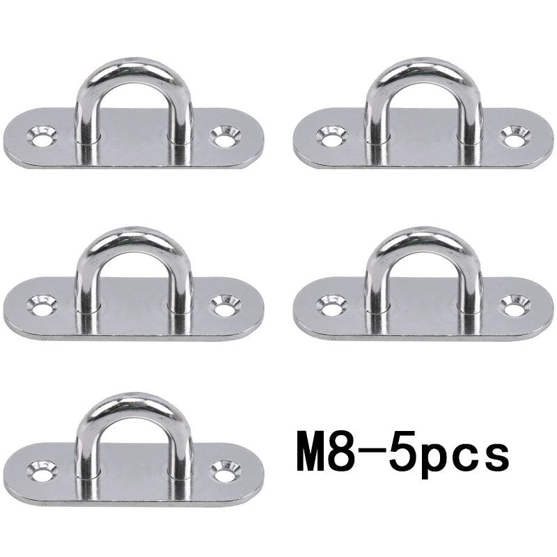304-M6 M5 M8 Oval Eye Board Marine Deck Buckle Staple Boat Shade Sail Mounting Fastening Set - 304 Marine Grade Stainless Steel Qme M8-5pcs
