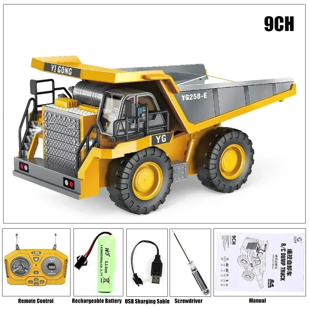 RC Car Children Toy Remote Control Car Toy Boy Radio Control Excavator Dump Truck Bulldozer Electric Grab Pushdozer Kid Toy Gift Qme Dump Truck