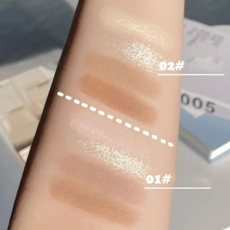 4-Colors Highlight Contour Palette Mirror Matte Highlighter Natural Qme