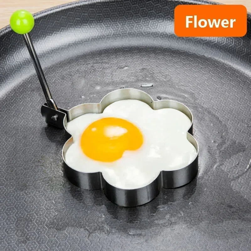 Stainless Steel Fried Egg Mold Heart Pancake Maker Breakfast Baking Omelette Rings Cooking Tools Kitchen Accessories Tool Qme 4pcs flower