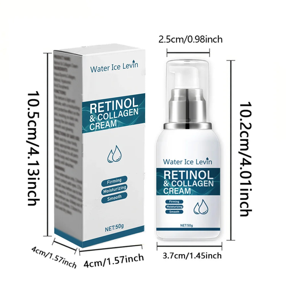 Retinol Collagen Cream, Deep Moisturizing and Firming Face Cream, Suitable for Sensitive Skin, Contains Vitamins A, B, C, and E, for a Clear and Radiant Complexion, Smooth and Soft Skin, for Day and Night Use, 50g Qme
