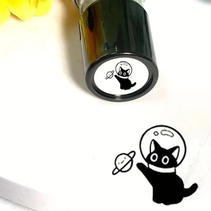 Cute Cartoon Black Kitten Stamp Lovely Shape Journal Stamps DIY Scrapbooking Decoration Collage Signets For Your Choice Qme A4