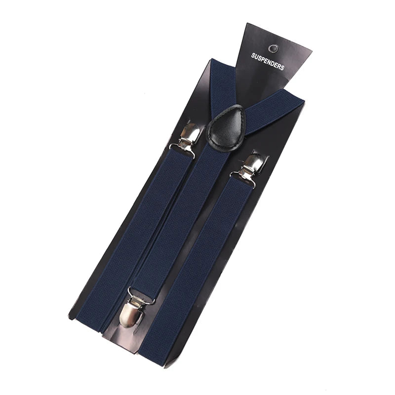 Unisex Elastic Leather Suspenders Braces Men Women Gift Black Blue Red Adjustable Straps for Wedding Suit Skirt Accessories Qme