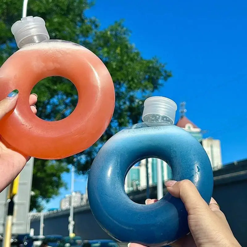 350ML Donut Kids Water Bottle Leak-Proof Travel Cup Children Anti Fall Transparent Drinking Bottle Sports Water Bottle Qme