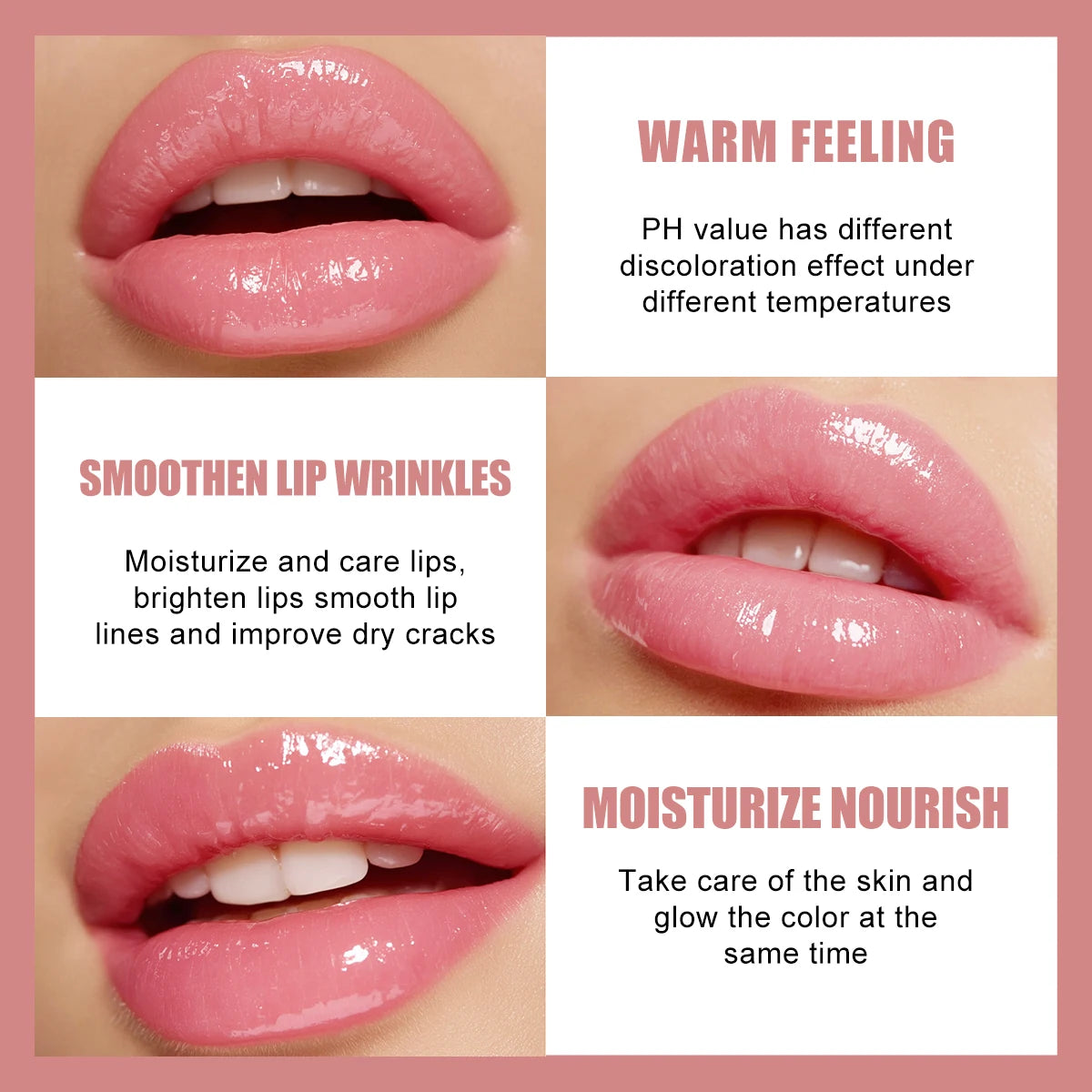 Temperature Change Jelly Lipstick, Moisturizing Nourishing Non Stick Cup Waterproof Long Lasting Color Changing Lip Balm Qme