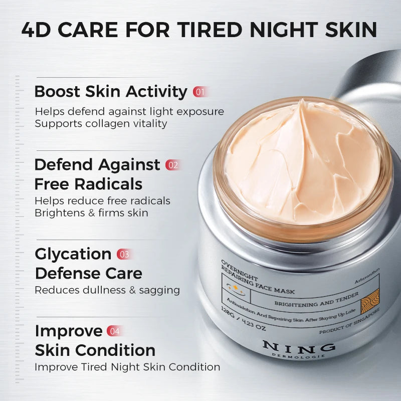 NING Overnight Repair Face Mask Astaxanthin Organic Antioxidant DNA Qme
