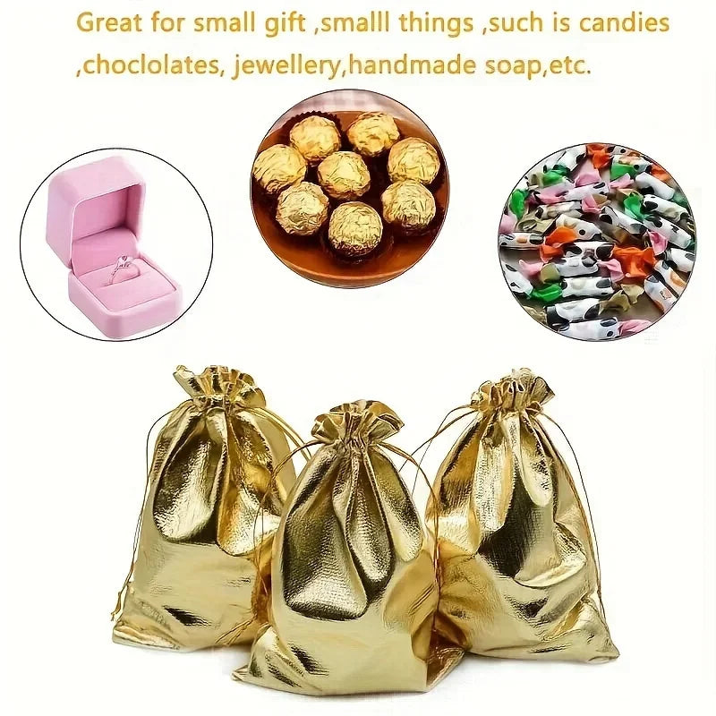 10pcs Drawstring Organza Jewelry Bags, Wedding Party Favor Candy Chocolate Gift Bags, Birthday Party Favors Qme