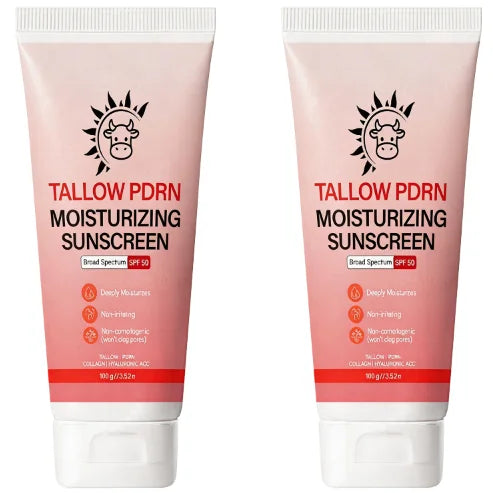 Broad Spectrum SPF 50 Sunscreen - Tallow PDRN Infused, Non-Irritating, Moisturizing with Collagen for Sensitive Skin Qme WHITE 100g