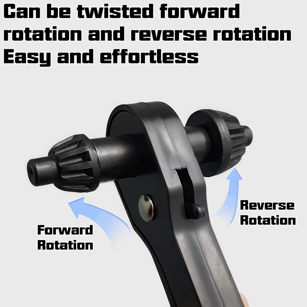 3-In-1 ratchet drill chuck wrench set with replaceable head, three-speed fast ratchet, forward and reverse function and anti-ski Qme