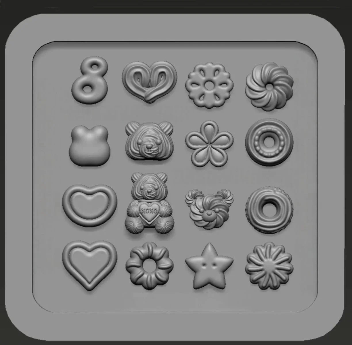 3D Silicone Mold Nail Art Design Relief Bow Strawberry Baroque Qme A2