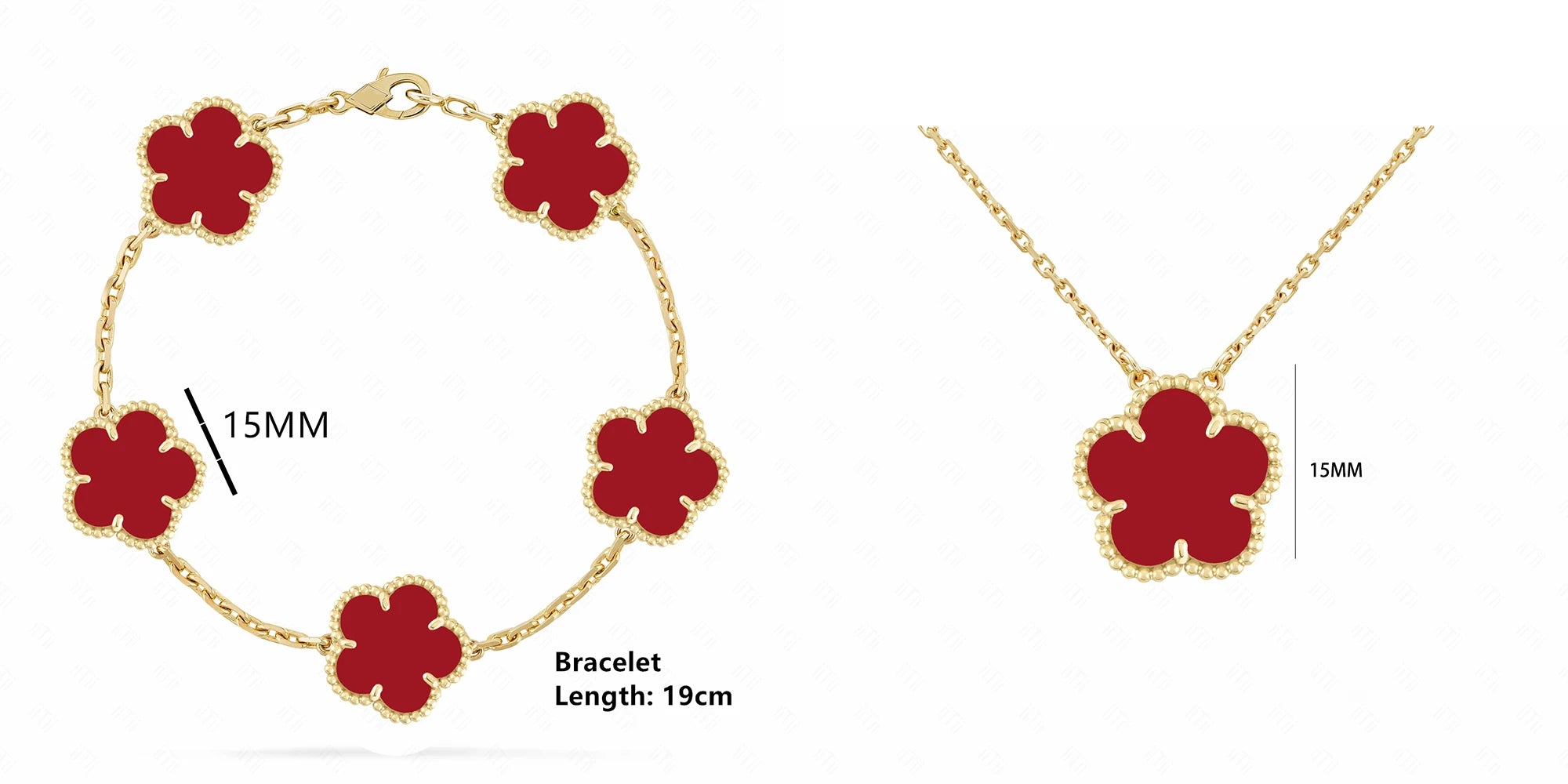 INS Hot Selling 15mm Natural Stone Five Leaf Flower Set Bracelet Necklace Flower Jewelry For Women Free Shipping For Daily Wear Qme