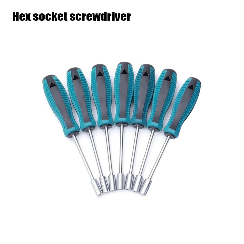 1pc Metal Socket Driver Wrench Screwdriver Hex Nut Key Nutdriver 3-6mm Screw Driver With Hanging Hole Socket Screwdriver Tools Qme