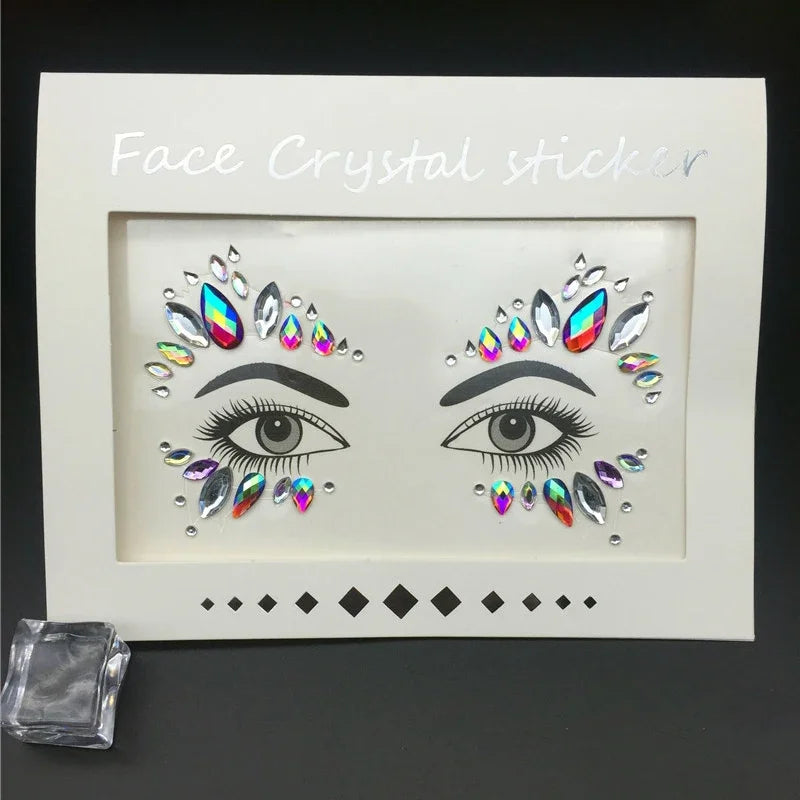 Face Gems Rhinestone Temporary Tattoo Jewels Festival Party Body Eyes Glitter Stickers Flash Mermaid Temporary Tattoos Sticker Qme