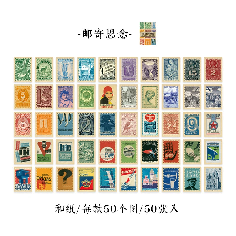 50 pcs Scrapbooking Adhesive Diy Sticker Vintage INS Stickers book for Decorative Diary Album junk journal supplies Qme E
