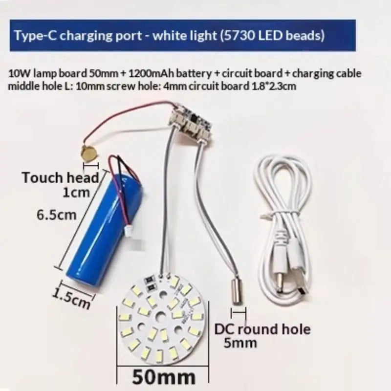 1 Set LED Light Panel Dimming Controller Remote Control 5V Light Source Three Color Change With ON/OFF Touch Switch Charge Typec Qme 10W White light