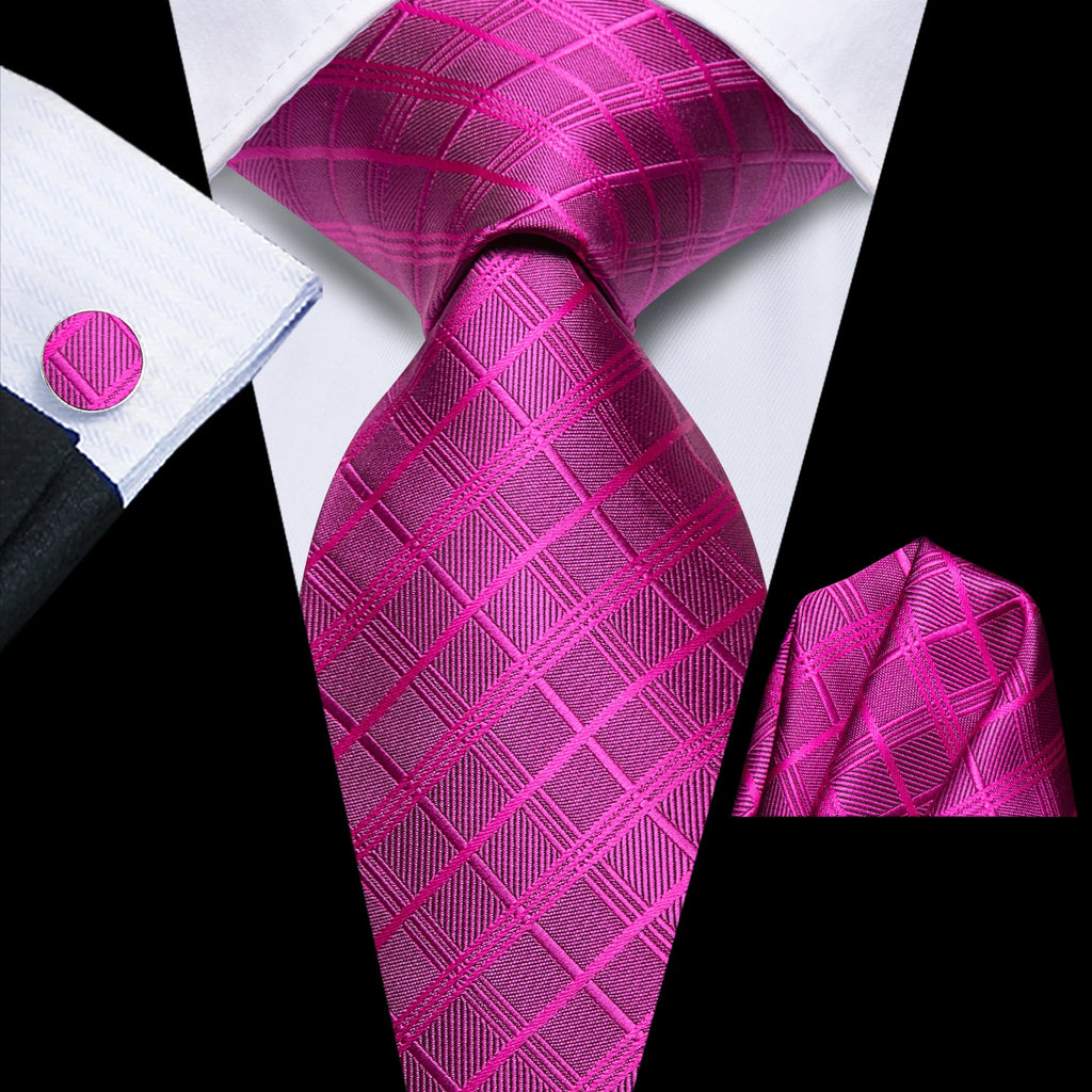 Hi-tie Striped Rose Blue Pink Business Mens Tie Jacquard Necktie Qme 3977