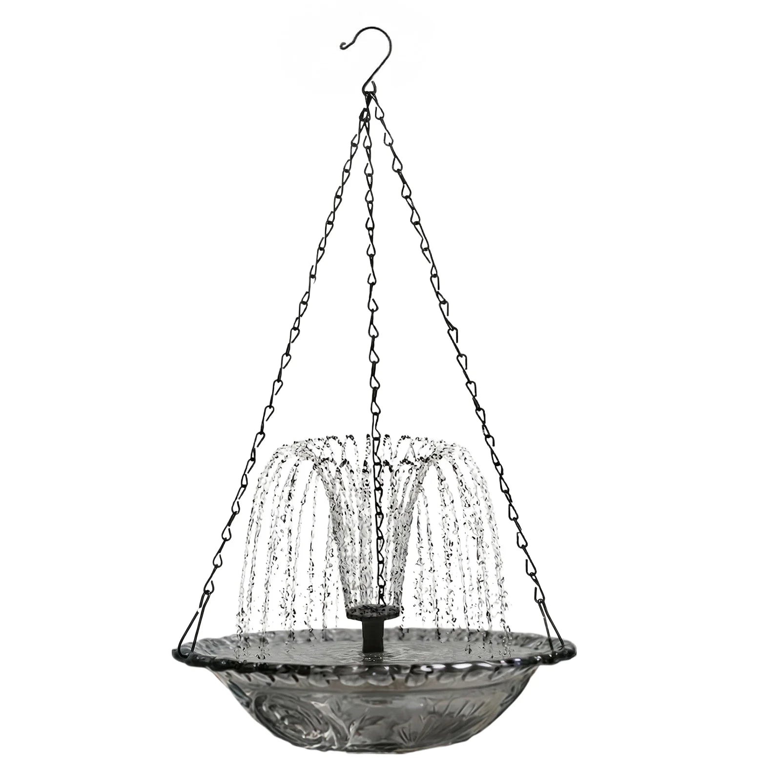 Bird Bath Bowl with Solar Powered Pump Wildlife Feeder Hanging Solar Bird Bath Fountain for Outdoor Garden Backyard Patio Lawn Qme Grey