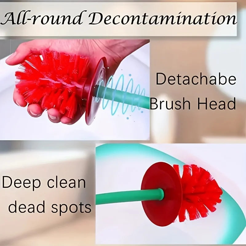 Cherry Toilet Brush and Holder, Cute Design, High-Quality Household Toilet Brush with Solid Handle and Durable Bristles Qme