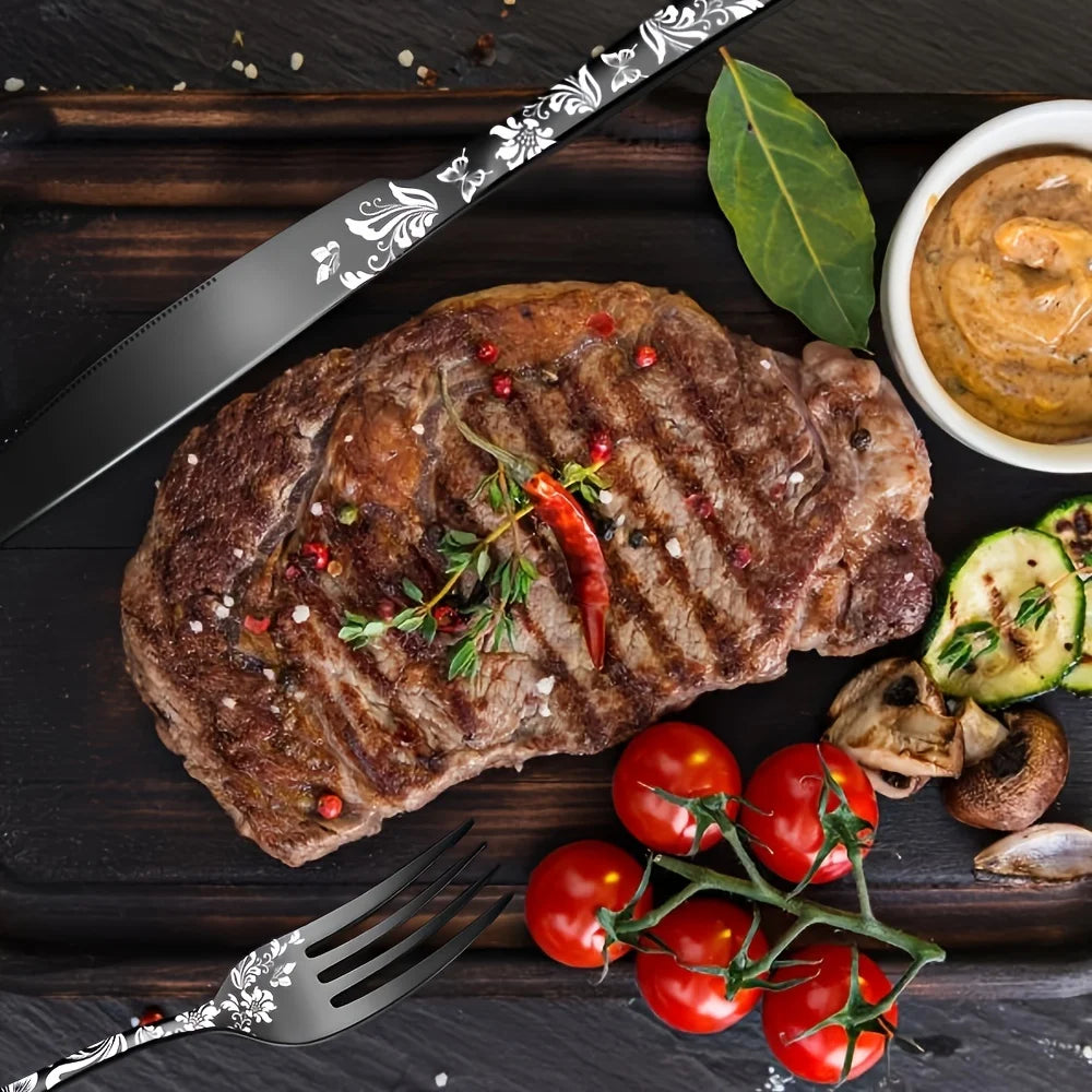 20 piece set, 1 set for home kitchen, Western cuisine, steak pattern, knife, fork, spoon set Qme