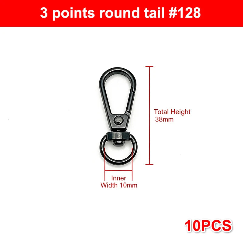 10Pcs Zinc Alloy Swivel Snap Hooks: Heavy Duty Rust-Proof DIY Connectors for Bag Making, Keychains, Lanyards & Crafting Needs Qme 1 Black