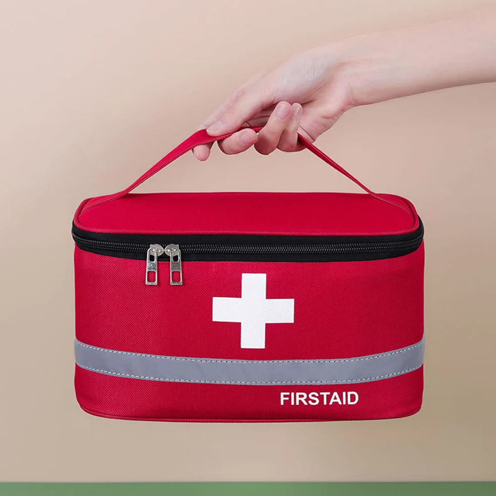 1PC Portable Medicine Bag Travel Outdoor Storage Health Kit Medicine Kit Travel Family Medicine Home Cloth Medicine Kit Qme red M
