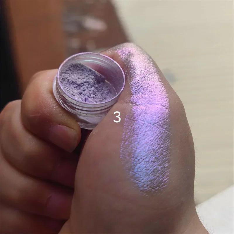 Ultra-Thin Waterproof Color Shift Holographic Eyeshadow Highlighter MultiChrome Shifting Pigments Duochrome Chameleon Eyeshadow Qme 3