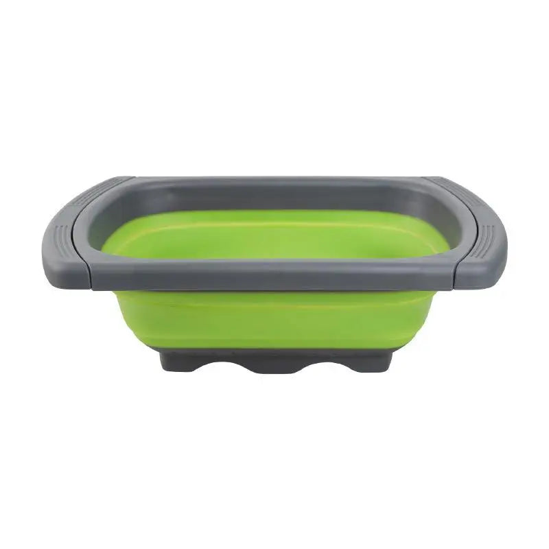 Fruit Vegetable Washing Basket Foldable Strainer Silicone Colander Qme Green