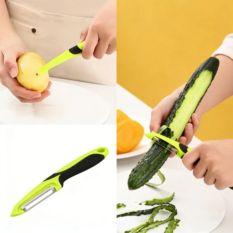 Premium Stainless Steel Multifunctional Peeler Anti Slip Handle Vegetable Fruit Potato Scraper Kitchen Gadget Accessory Qme
